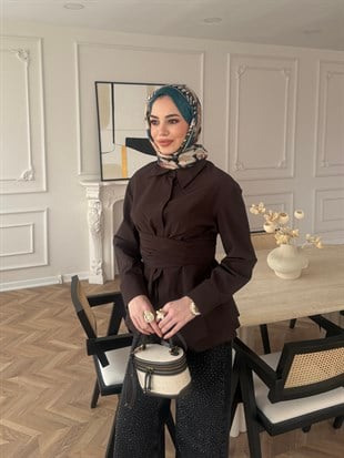 Panna Kuşaklı Gömlek Acı Kahve (8019)
