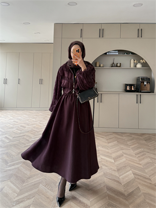 Paris Büzgülü Etekli Takım Mürdüm (2014)
