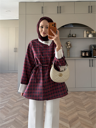 Parvin Yakası Taşlı Muadil Ekose Gömlek (556)