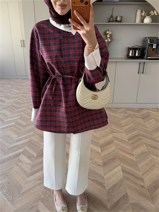 Parvin Yakası Taşlı Muadil Ekose Gömlek (556)