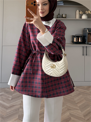 Parvin Yakası Taşlı Muadil Ekose Gömlek (556)