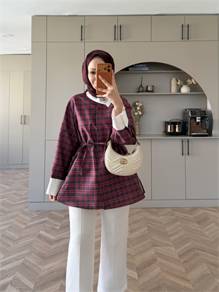 Parvin Yakası Taşlı Muadil Ekose Gömlek (556)