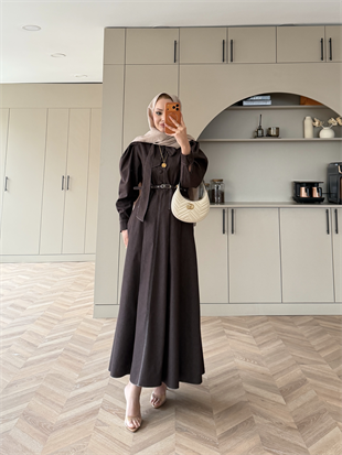 Patrice Bağlamalı Kot Elbise Kahve (4444)