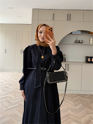 Patrice Bağlamalı Kot Elbise Lacivert (4444)