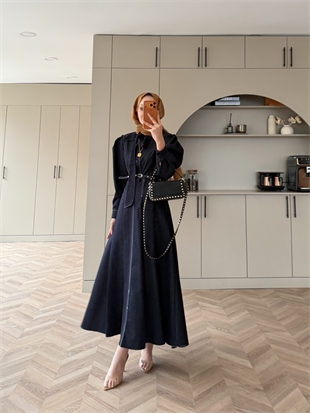 Patrice Bağlamalı Kot Elbise Lacivert (4444)