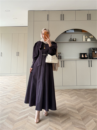 Patrice Bağlamalı Kot Elbise  Mürdüm (4444)