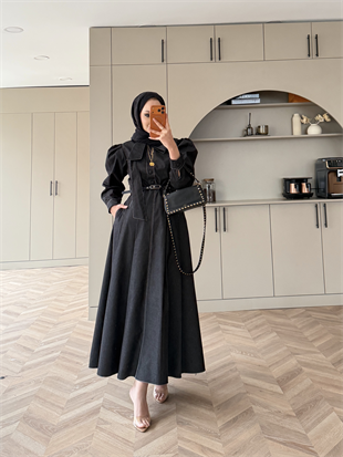 Patrice Bağlamalı Kot Elbise Siyah (4444)