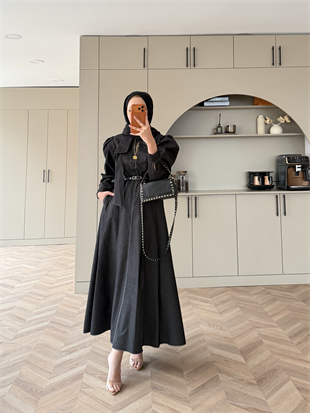 Patrice Bağlamalı Kot Elbise Siyah (4444)