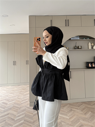 Pavel Korsaj Detaylı Pantolonlu Takım Siyah (26035)