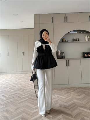 Pavel Korsaj Detaylı Pantolonlu Takım Siyah (26035)