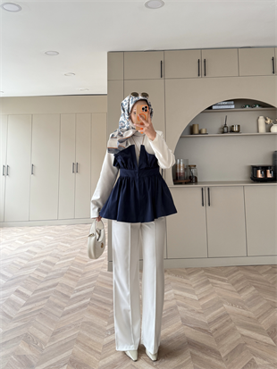 Pavel Korsaj Detaylı Pantolonlu Takım Lacivert (26035)