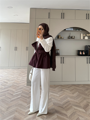 Pavel Korsaj Detaylı Pantolonlu Takım Mürdüm (26035) 