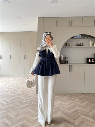 Pavel Korsaj Detaylı Pantolonlu Takım Lacivert (26035)