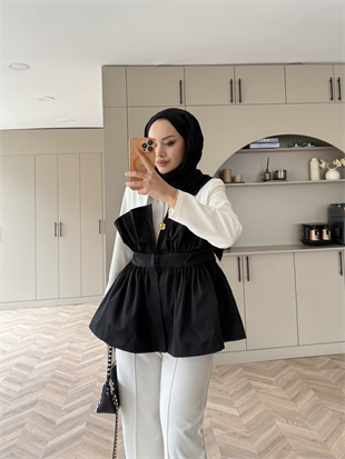 Pavel Korsaj Detaylı Pantolonlu Takım Siyah (26035)