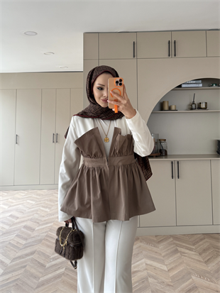 Pavel Korsaj Detaylı Pantolonlu Takım Vizon (26035)