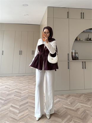 Pavel Korsaj Detaylı Pantolonlu Takım Mürdüm (26035) 