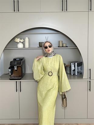 Pearls Elbise Yağ Yeşili