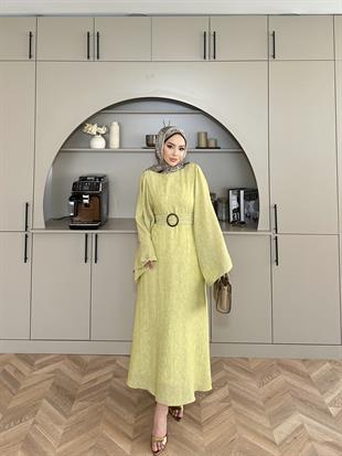 Pearls Elbise Yağ Yeşili