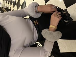 Peluş Kollu Çıtçıtlı Body Gri