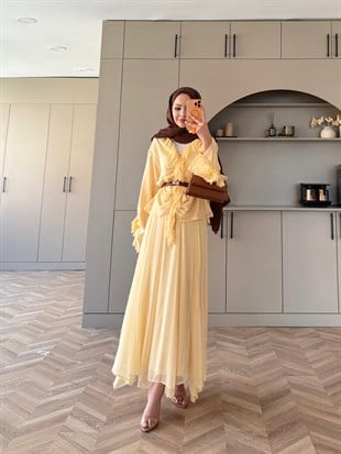 Penola Dantel Detaylı Etekli Takım ButterYellow (5796)