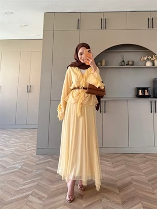 Penola Dantel Detaylı Etekli Takım ButterYellow (5796)