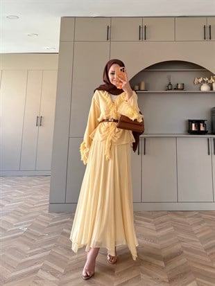 Penola Dantel Detaylı Etekli Takım ButterYellow (5796)