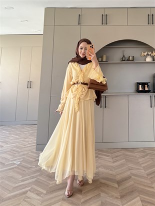 Penola Dantel Detaylı Etekli Takım ButterYellow (5796)