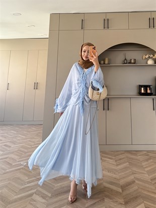 Penola Dantel Detaylı Etekli Takım Mavi (5796)