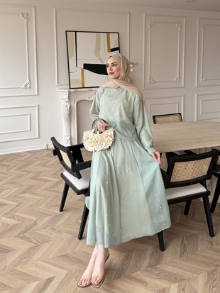 Pera İncili Etekli Takım Mini Yeşili (5760)