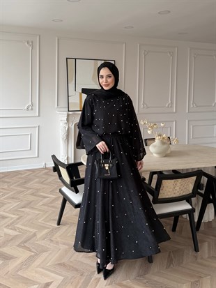 Pera İncili Etekli Takım Siyah (5760)
