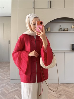 Peri Kimono Ceket Kırmızı (2366)