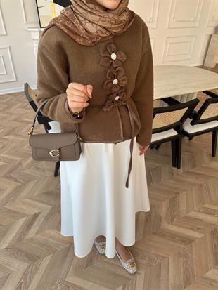 Petra Deri Biyeli Ceket Kahverengi