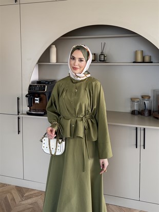 Plato Asimetrik Etekli Takım Haki (8029)