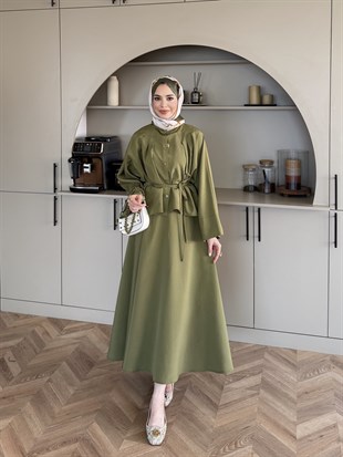 Plato Asimetrik Etekli Takım Haki (8029)