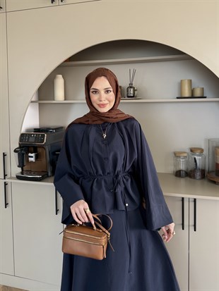 Plato Asimetrik Etekli Takım Lacivert (8029)