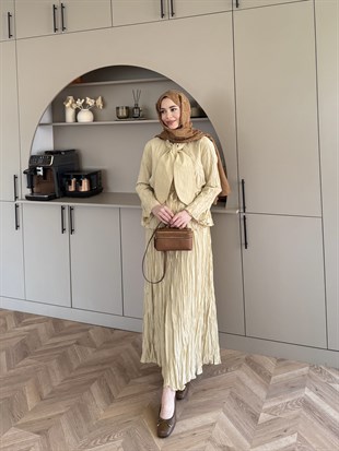Poem Bağlama Detaylı Etek Takım Butter Yellow (8505)