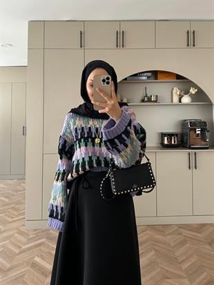 Pola Balon Kol Kazak Lila