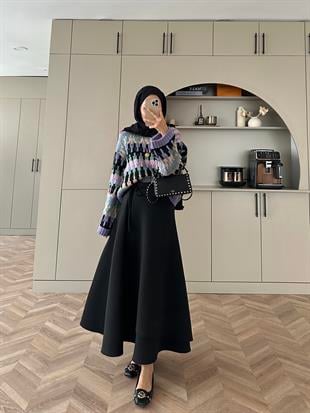 Pola Balon Kol Kazak Lila