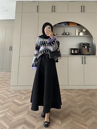 Pola Balon Kol Kazak Lila