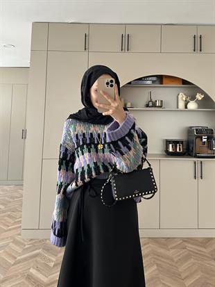 Pola Balon Kol Kazak Lila