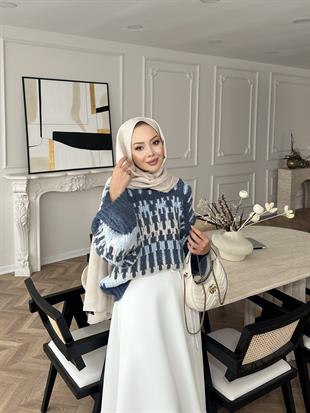 Pola Balon Kol Kazak Mavi