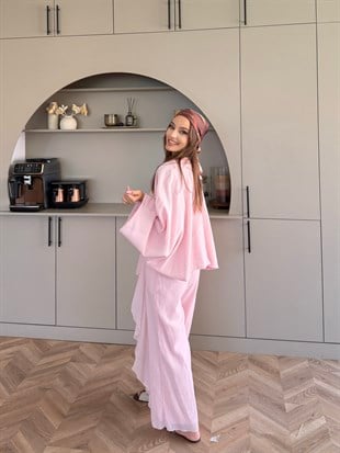 Pollex Yarasa Kol Pantolonlu Takım Pembe (5814)