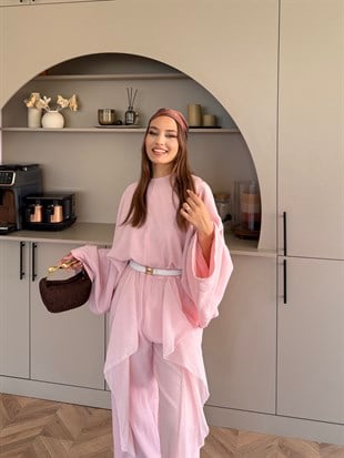 Pollex Yarasa Kol Pantolonlu Takım Pembe (5814)