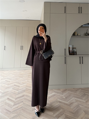 Simli TRiko Etekli Takım Acı Kahve