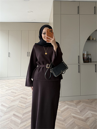 Simli TRiko Etekli Takım Acı Kahve