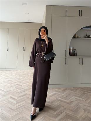 Simli TRiko Etekli Takım Acı Kahve