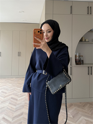 Simli Triko Etekli Takım Lacivert