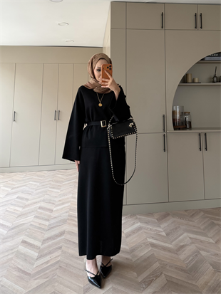 Simli Triko Etekli Takım Siyah