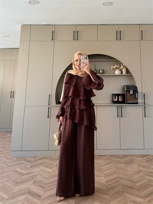 Prag Kat Kat Pantolon Takım Acı Kahve (2025)