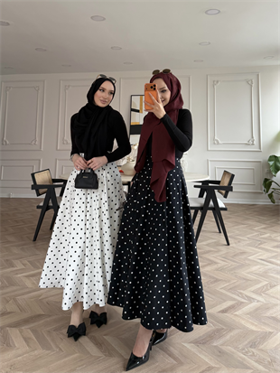 Puantiyeli Etek Siyah (4414)